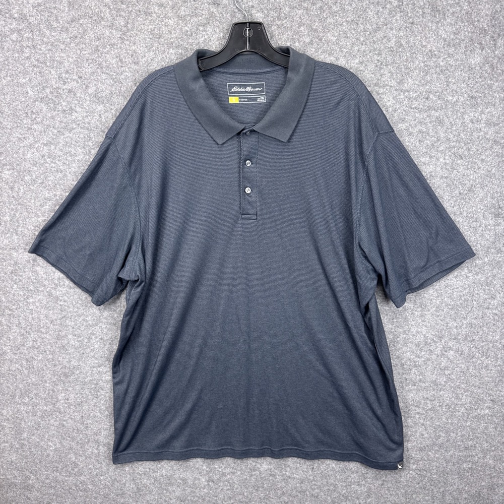 Eddie Bauer Travex Mens 2XL Gray Micro Textured Short Sleeve Polo Shirt